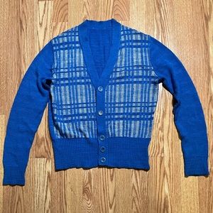 Blue and grey/white cardigan